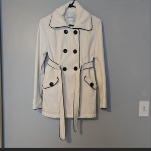 Wet Seal White Trench Coat with Black Trim